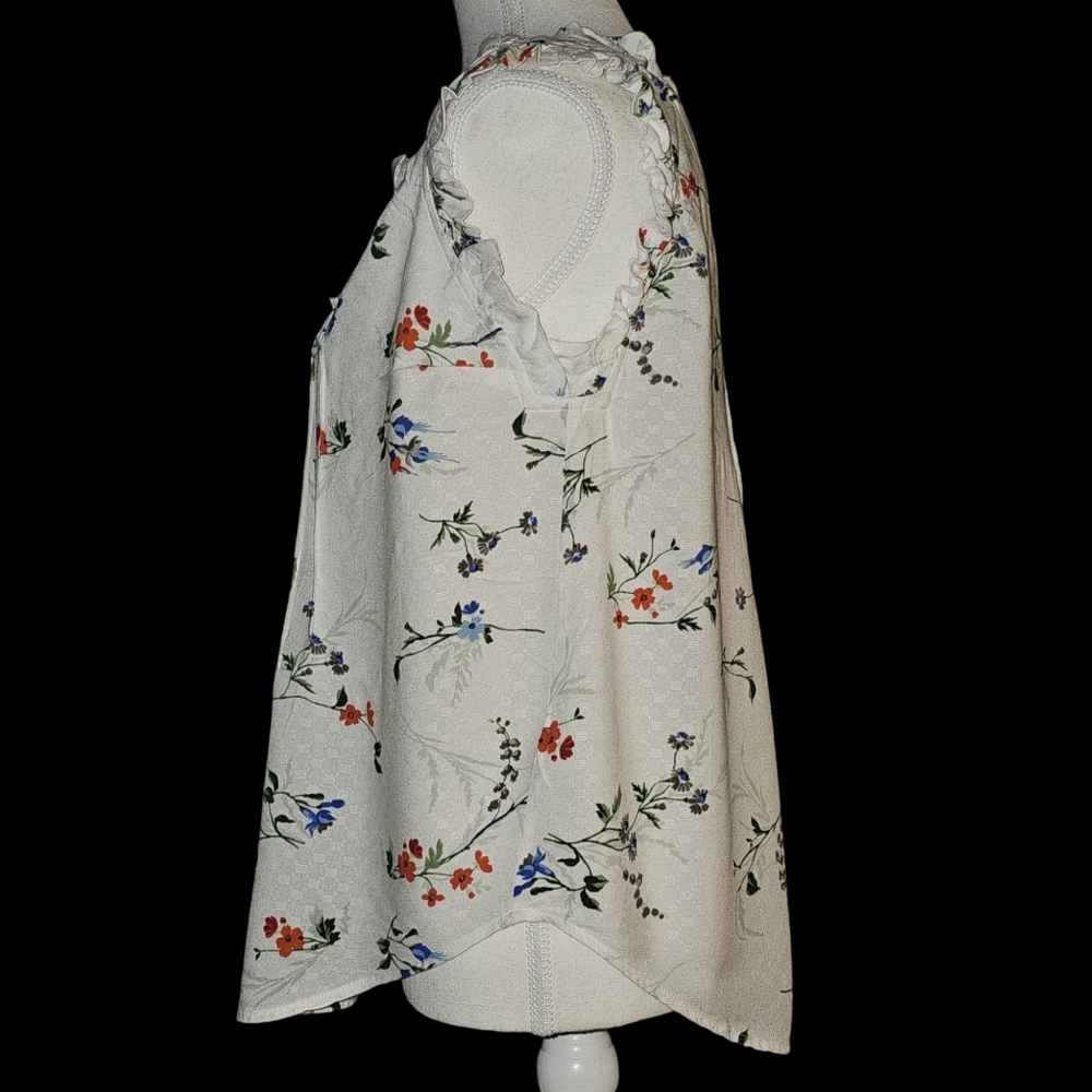 Maeve Anthropologie Floral Ruffle Blouse Boho Cottagecore Button Front Top Sz 4 - Picture 5 of 13
